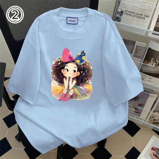 大人可愛い カジュアル 定番シンプル プリント 6種選択可 半袖Tシャツ<U-8906>
