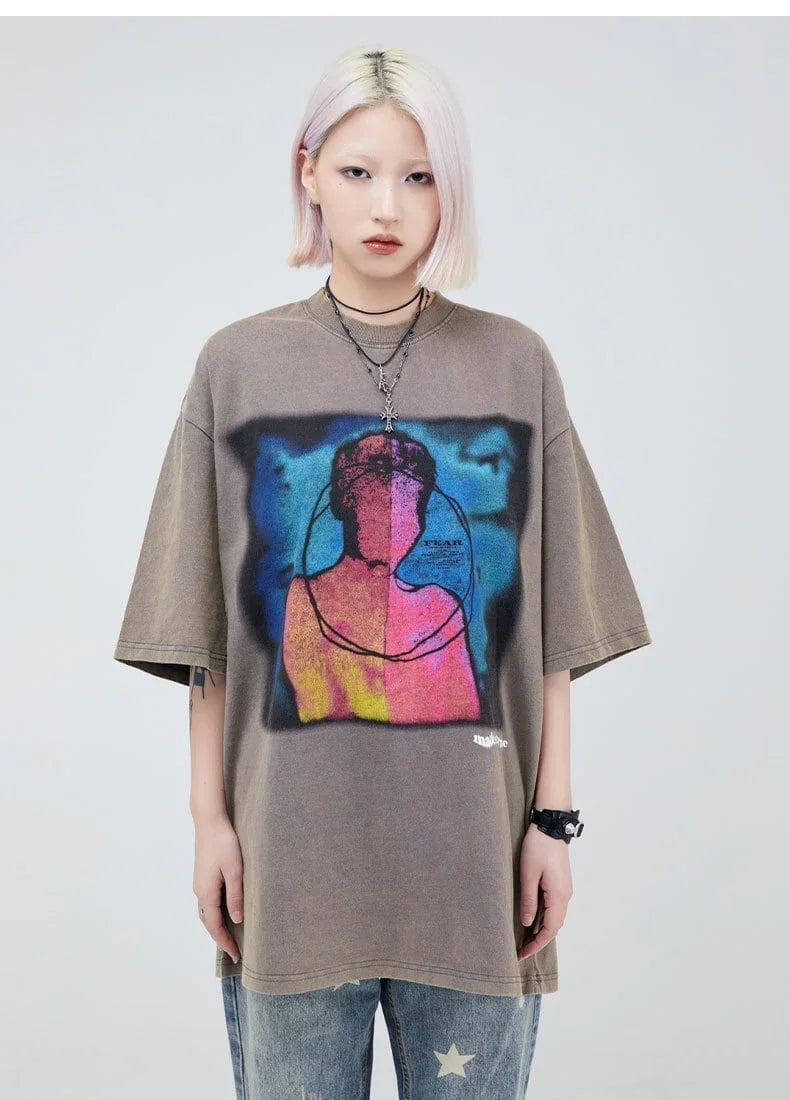 大注目 ファッション ストリート系 ヴィンテージ加工 プリントTシャツ ＜U-2875＞