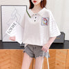 絶対欲しい キュート 定番シンプル 切り替え 全2色 半袖Tシャツ<U-8742>