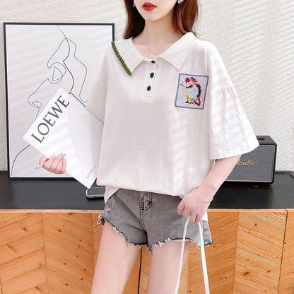 絶対欲しい キュート 定番シンプル 切り替え 全2色 半袖Tシャツ<U-8742>