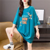 着?せ プリント アルファベット ロングTシャツ 四色 ゆったりワンピース ＜U-4018＞