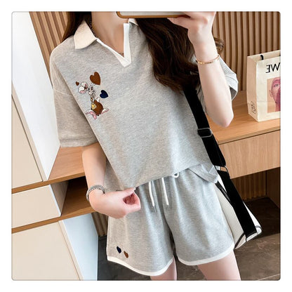 定番シンプル 切り替え カジュアル 半袖Ｔシャツⅹパンツセット全3色 <U-8267>