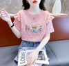 新商品 大人可愛い 話題沸騰中 ホットダイヤモンド 全3色 半袖Tシャツ<U-8868>