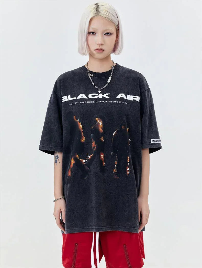 タイドブランド  アメリカンストリート レトロフレームプリントTシャツ<U-2905>