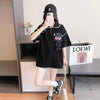 美人度アップ 折り襟 ワッフル ぬいぐるみ付き ロング Tシャツ ゆったり半袖 ＜U-2930＞