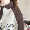 早い者勝ち グラフィック POLOネック プリント ロング ラグランTシャツ ゆったりワンピース＜U-4027＞
