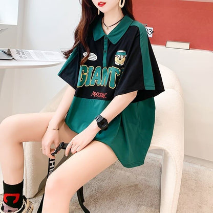 着心地抜群 POLOネック 好感度満載 アルファベット Tシャツ カットソー＜U-3218＞