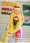 軽い生地が夏にぴったり！ ノースリーブ プリント全2色 Tシャツ カットソー＜U-11359＞