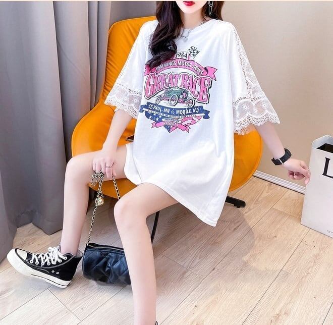 新作 プリントTシャツ ロング 半袖 ピンク＜U-2810＞