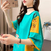 韓国風漫画刺繍ワッペン半袖Tシャツ<U-2991>