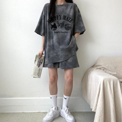 超人気 着心地良い どんな体型にも適合 カジュアル 全5色 半袖 Tシャツ ショートパンツ セットアップ ＜U-9268＞