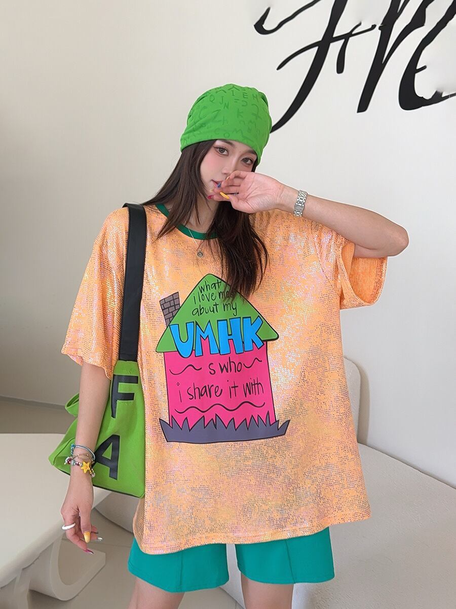 個性派 売れ筋 おすすめ 絶対流行 早い者勝ち カジュアル 2色選択 Tシャツ<U-11373>