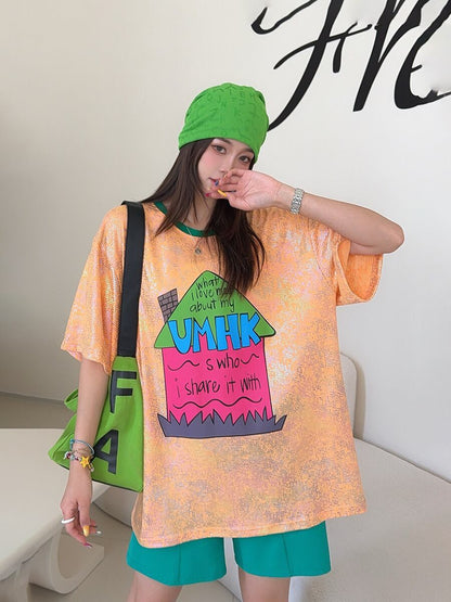 個性派 売れ筋 おすすめ 絶対流行 早い者勝ち カジュアル 2色選択 Tシャツ<U-11373>