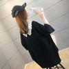 大人可愛い ロング丈 ゆったり 切り替え 三色半袖Tシャツ＜U-8129＞