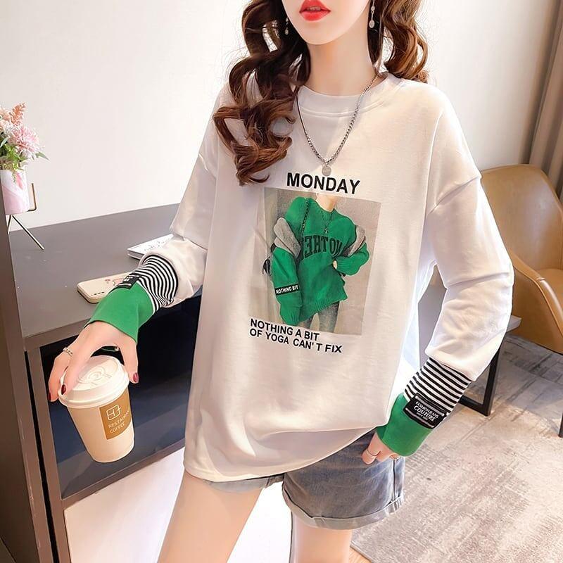 女性力を高める ラウンドネック 着心地抜群 プリント Tシャツ カットソー＜U-2865＞