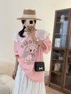 スウィート ワンちゃんロゴ 韓国系 ゆったりTシャツ半袖<U-4882>