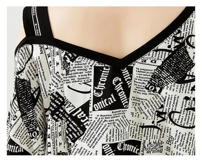 【半額！期間限定！！】絶対流行 特別デザイン 個性派 シフォン プリント 半袖Tシャツ＜U-8610＞