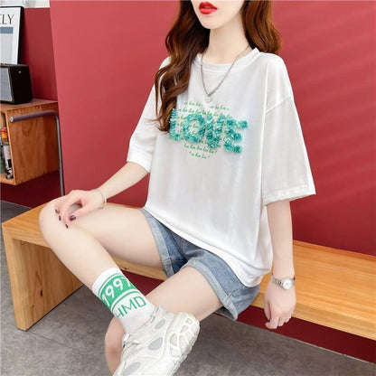 デザイン感 プリント チャーミング Tシャツ カットソートップス＜U-3151＞