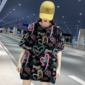 新商品 カジュアル 個性派 プリント ゆったり 半袖Tシャツ＜U-8534＞