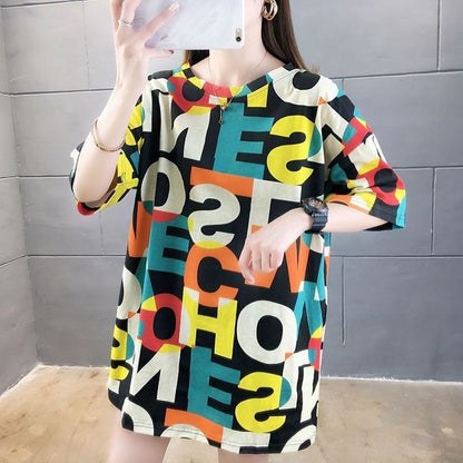売り切れ必至 カラーマッチング 個性派 プリント全2色 半袖Tシャツ カットソー ＜U-8556＞