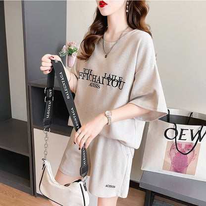 着心地抜群 切り替え 女性力を高める Tシャツ＋ショートパンツ セットアップ＜U-3553＞