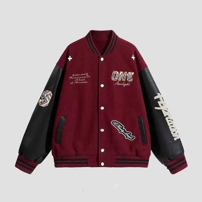 【中棉】人気爆発中 アメリカンレトロ 配色切り替え 刺繍ロゴ ユニセックス スタジャンU-12627