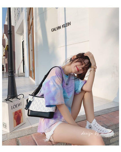夏らしいタイダイグラデーションルーズ半袖Tシャツ<isf-2961>