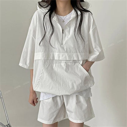 今季マストバイ カジュアル 真夏も快適 4色 半袖 Tシャツ ショートパンツ セットアップ ＜U-11156＞