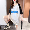 好感度満載 切り替え 美感いっぱい プリント Tシャツ カットソー＜U-3621＞