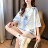 大好評 絞り染め クマ柄 ロング Tシャツ ゆったり半袖 ＜U-3990＞