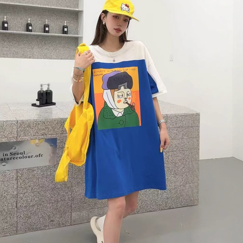 おすすめ 好感度UP 海外トレンド カジュアル 全3色 半袖 Tシャツ ワンピース ＜U-11556＞
