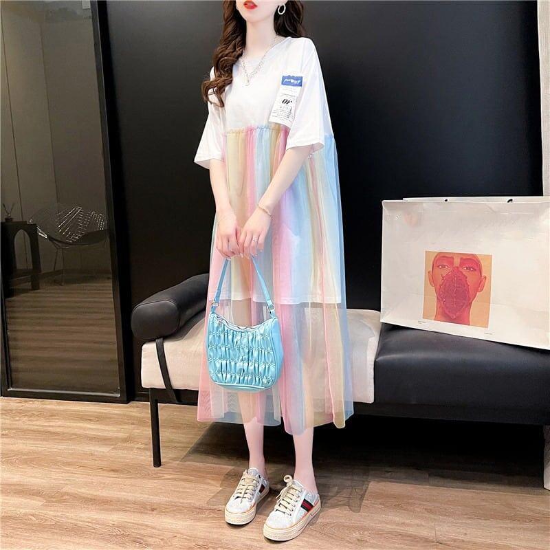 着心地抜群 3色選択可 女性力を高める チュール ワンピース＜U-3067＞