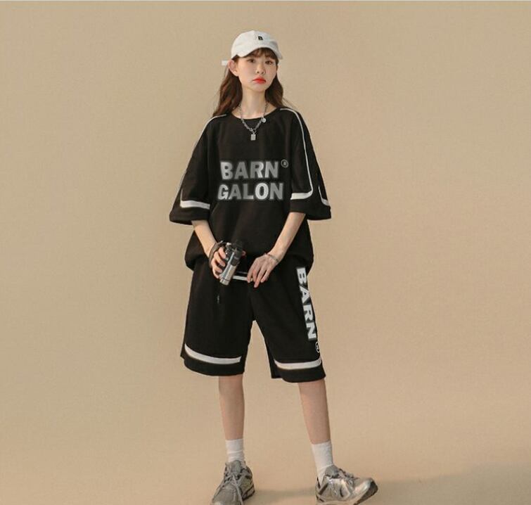 大好評 ファッション カジュアル ルーズ半袖Ｔシャツⅹパンツセット<U-6539>