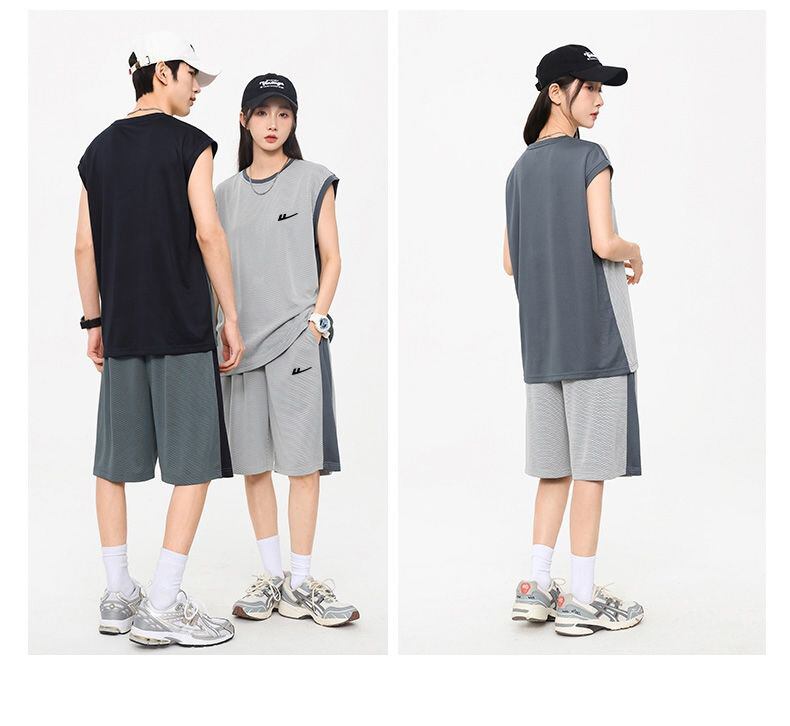 売り切れ必至 ファッション 超人気 男女兼用 ノースリーブＴシャツⅹパンツセット全5色<U-8754>