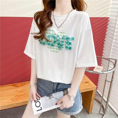 デザイン感 プリント チャーミング Tシャツ カットソートップス＜U-3151＞