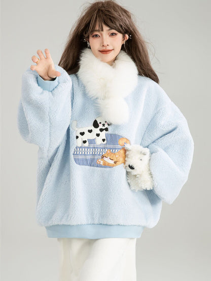 存在感抜群 暖かい服,ゆったりとしたアウターウェア トレンドアイテム ラムスウェットシャツ＜U-9961＞