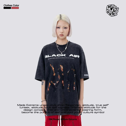 タイドブランド  アメリカンストリート レトロフレームプリントTシャツ<U-2905>
