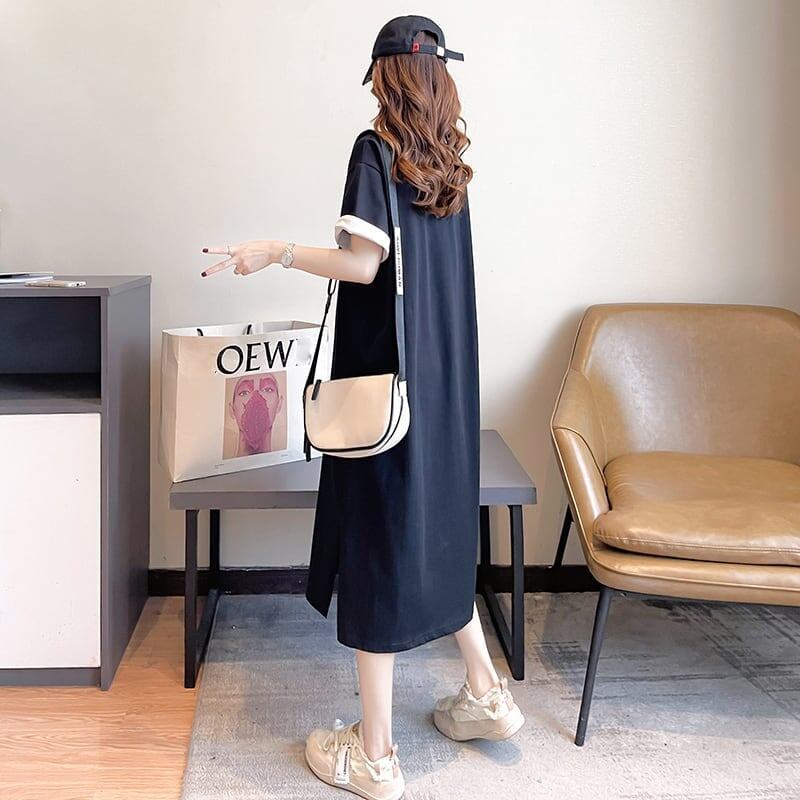 スタイリッシュ プリント 一目惚れ Tシャツ カットソー ワンピース＜U-3575＞