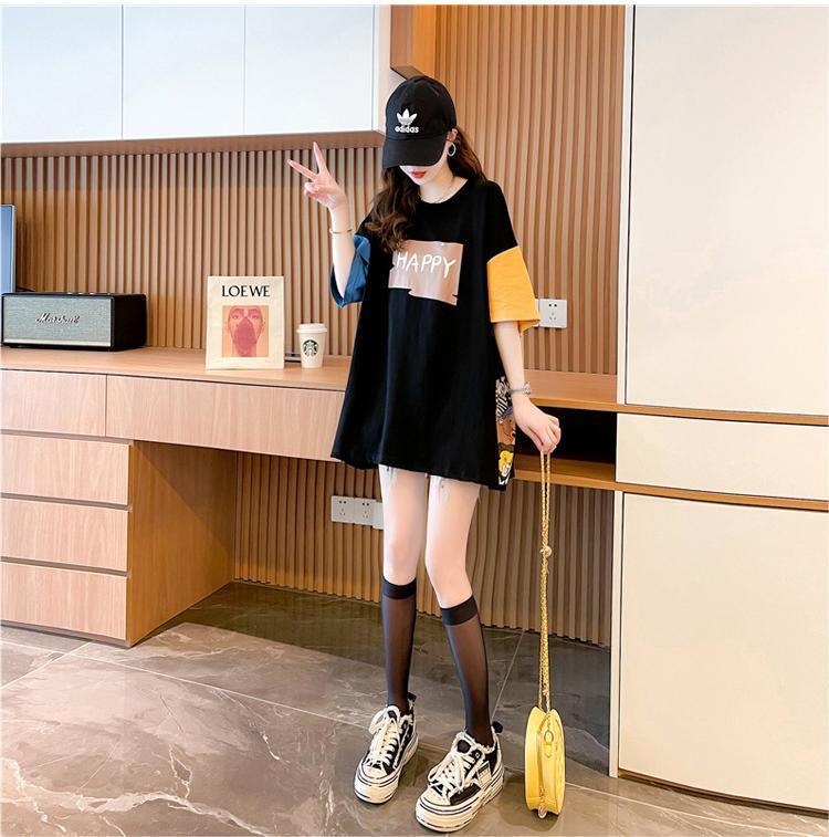 遊び心溢れるキュートなデザインのレディースゆったり半袖Tシャツ<U-2855>