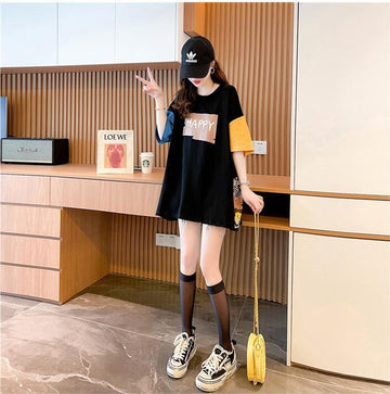 遊び心溢れるキュートなデザインのレディースゆったり半袖Tシャツ<U-2855>