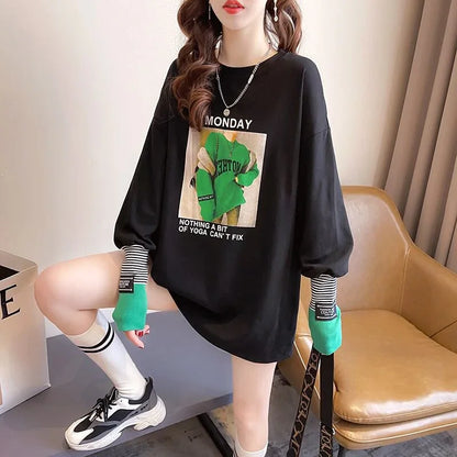 女性力を高める ラウンドネック 着心地抜群 プリント Tシャツ カットソー＜U-2865＞
