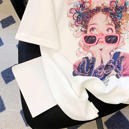 【半額！期間限定！！】大人可愛い上質 キュートプリント カジュアル 半袖Tシャツ＜U-8593＞
