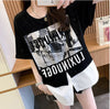 絶対流行 レイヤード風 レース プリント全2色 半袖Tシャツ<U-8821>