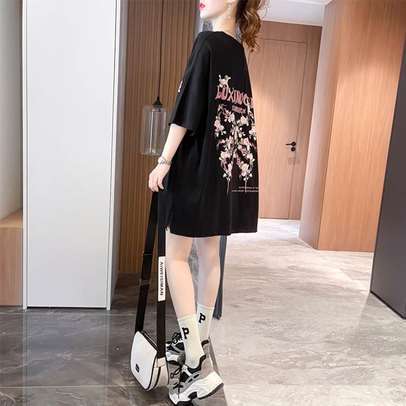 スタイリッシュ 切り替え 一目惚れ プリント Tシャツ カットソー＜U-3619＞