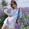 夏らしいタイダイグラデーションルーズ半袖Tシャツ<isf-2961>