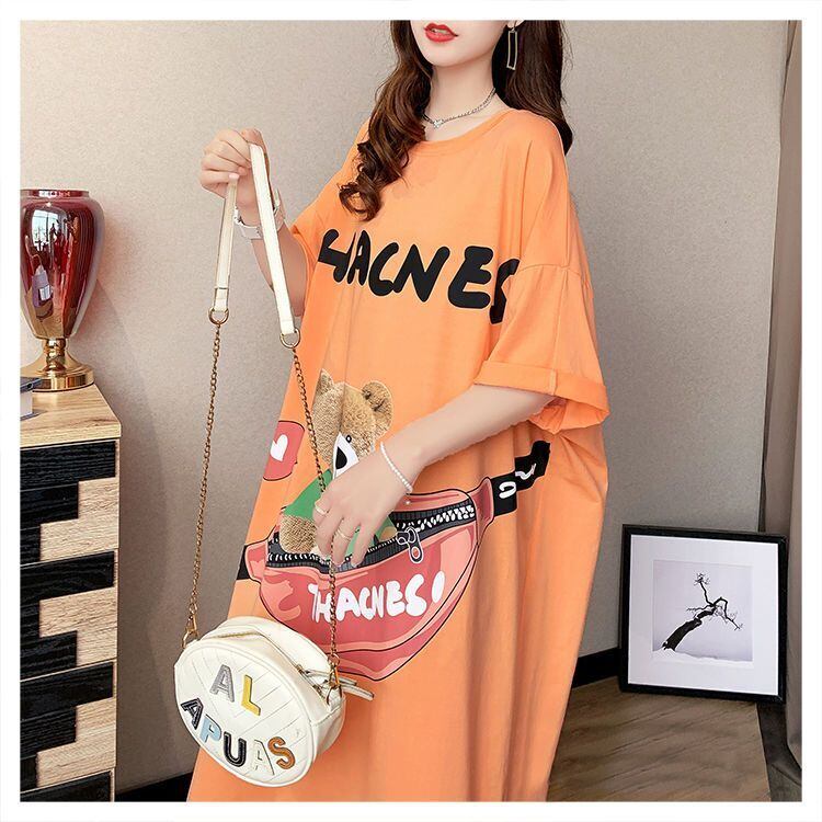 スタイリッシュ プリント カジュアル Tシャツ カットソー ワンピース＜U-8285＞