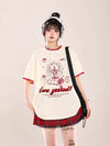 大人可愛い 早い者勝ち 絶対流行 カジュアル 2色選択 Tシャツ<U-11108>