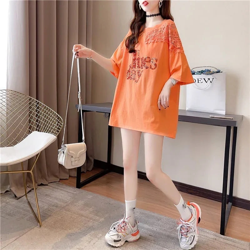 清純甘くて女子力UP ラウンドネック 一目惚れ 3色選択可 Tシャツ カットソー＜U-2950＞