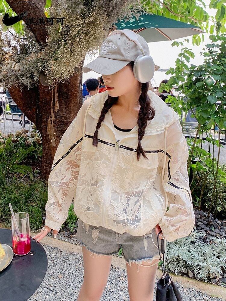 数量限定 透け感 美人度アップ 日焼け対策 冷房対策 UVカット フード付き パーカー＜U-4975＞