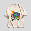 スタイルアップ効果抜群 キュート カジュアル ルーズ プリント全6色 半袖Tシャツ<U-8970>